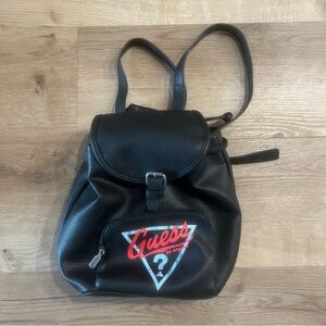 Guess Black Leather Backpack